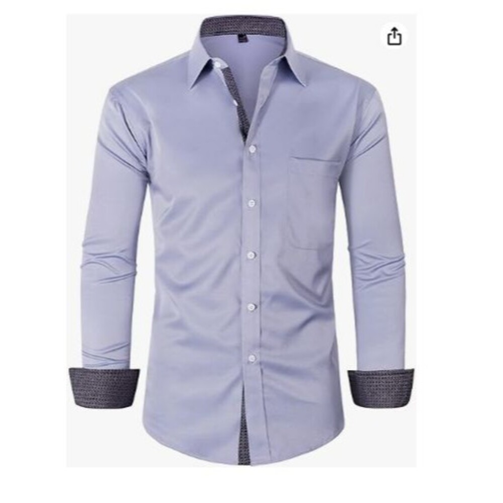 Alimens & Gentle Men's Dress Shirts Medium Long Sleeve Wrinkle Free Light Blue